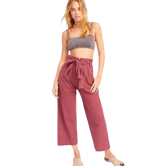 Free People FP One | Imogen Wide Leg Crop Pants in Raspberry, Size 14 - Picture 1 of 9